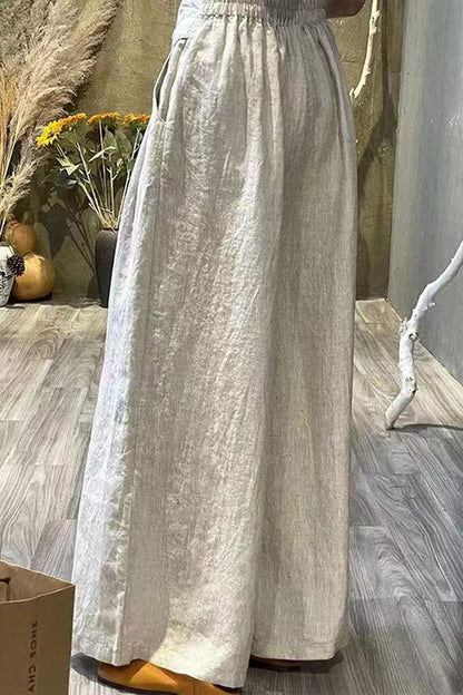 High waist wide leg linen pants women 4361