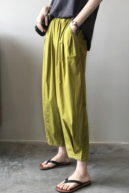 Elastic waist wide leg casual pants 4391