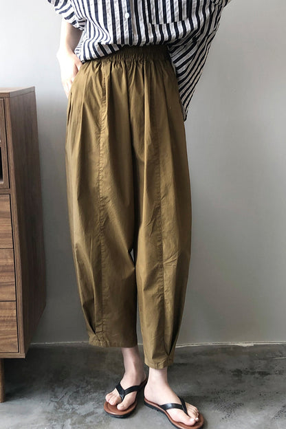 Elastic waist wide leg casual pants 4391