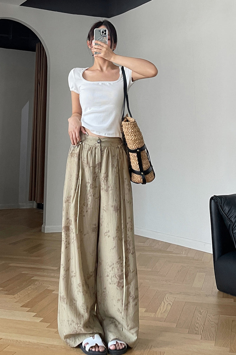 Women's summer wide leg casual pants 4379