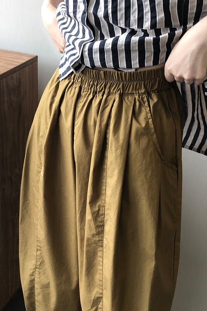 Elastic waist wide leg casual pants 4391