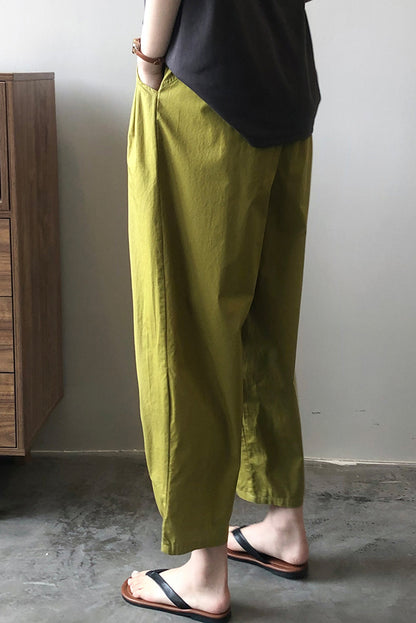 Elastic waist wide leg casual pants 4391