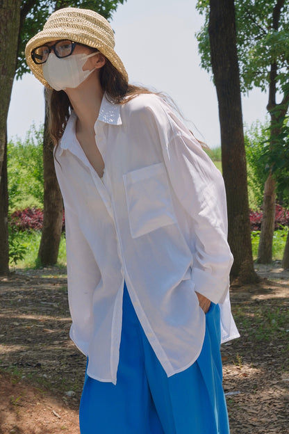 Loose casual long sleeved shirt 4383