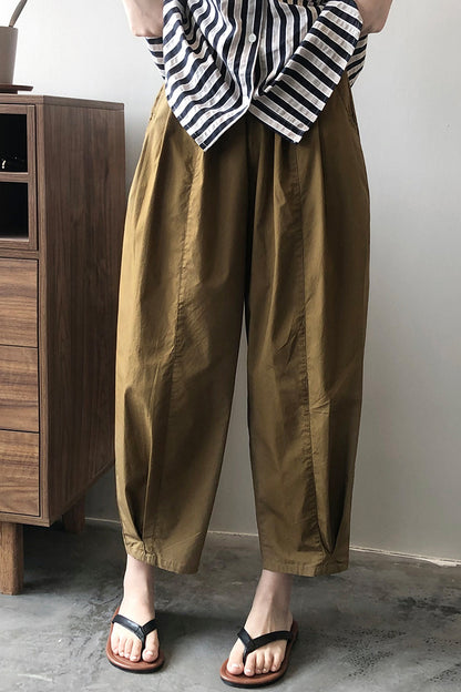 Elastic waist wide leg casual pants 4391