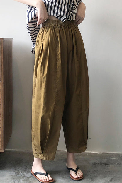 Elastic waist wide leg casual pants 4391