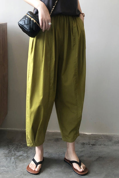 Elastic waist wide leg casual pants 4391