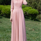 Fit and flare pink chiffon dress women 4458