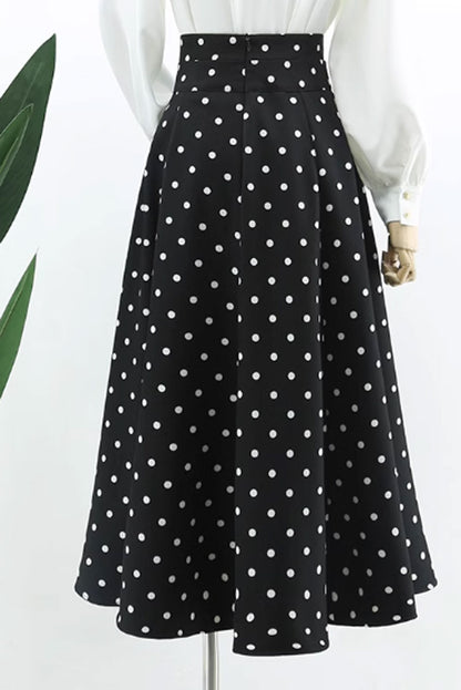 Prom black and white polka dot skirt women 4762