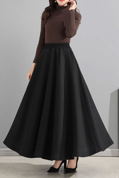 Long winter wool skirt women 4747