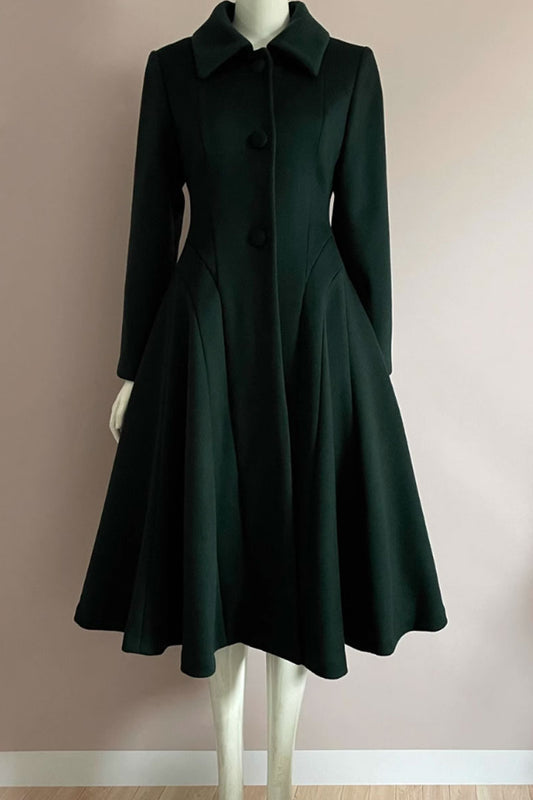 Dark green winter warm wool coat women 4432