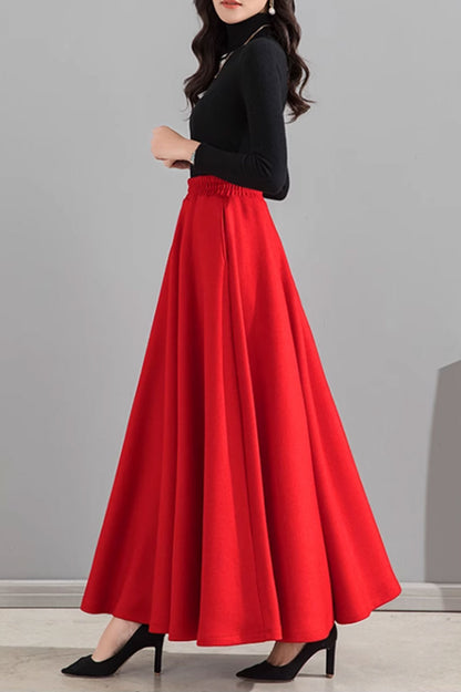Long winter wool skirt women 4747