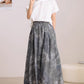 flared tie dry skirt retro linen skirt 4306