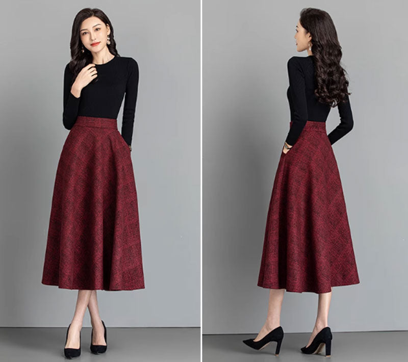 Vintage winter wool skirt for women 4641-3