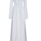 White long sleeves v neck dress 4444