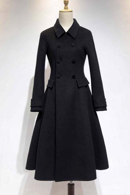 Fit and flare winter wool coat women 4582