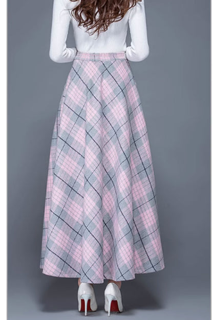 Maxi plaid warm winter skirt 4649