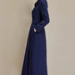 navy blue double breasted long wool coat 4688