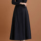 black patchwork long wool coat for women 4717