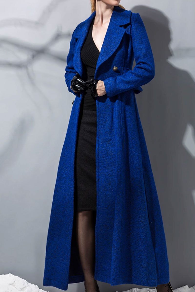 Long double breasted winter wool coat 4714