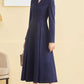 Fit and flare long wool dress women 4794