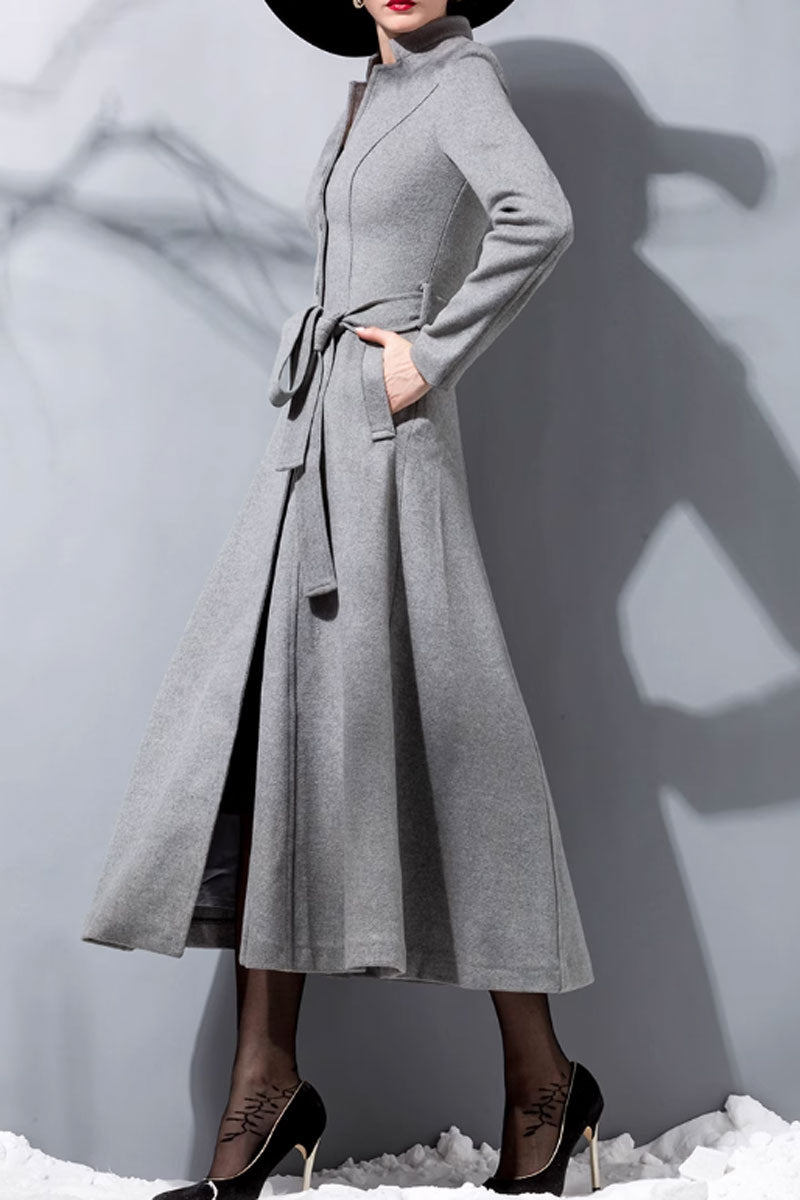 Fit and flare winter long wool coat 4713