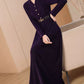 Prom purple velvet long dress women 4788