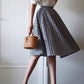 Black and white plaid knee length skirt 4866