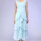 Blue chiffon wedding dress prom dress maxi dress layered dress 582#