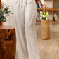 beige loose fitting linen pant 4309