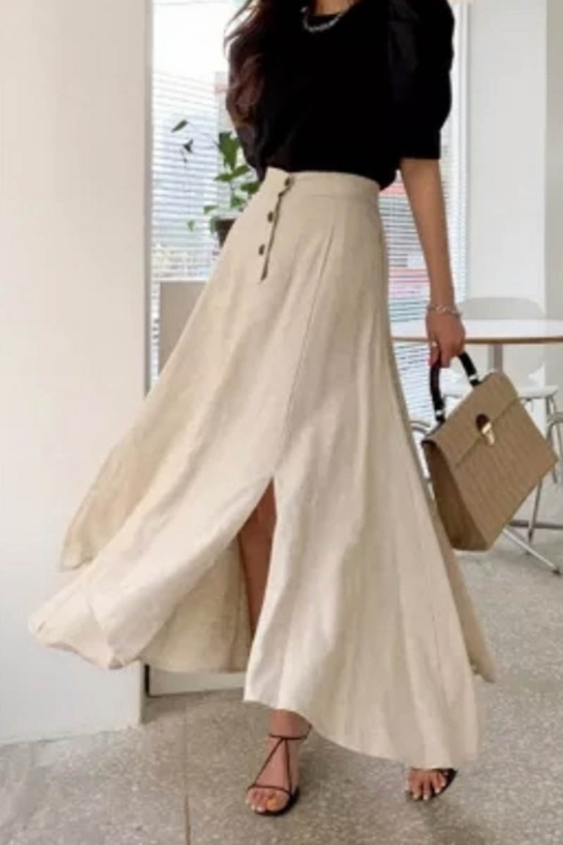 irregular high low linen skirt for summer 4341