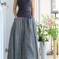 Plus size maxi linen skirt women with pockets 4358