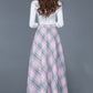 Women Pink Plaid Wool Skirt 3935,Size XL(US18) #CK2202835