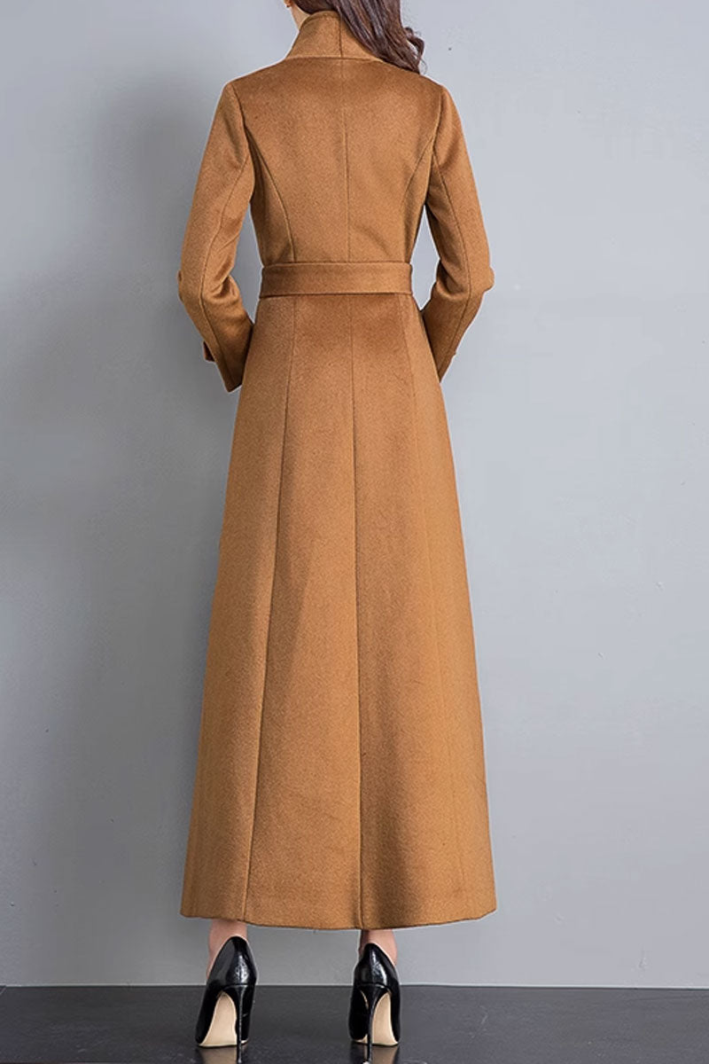 Asymmetrical winter maxi wool coat women 4566