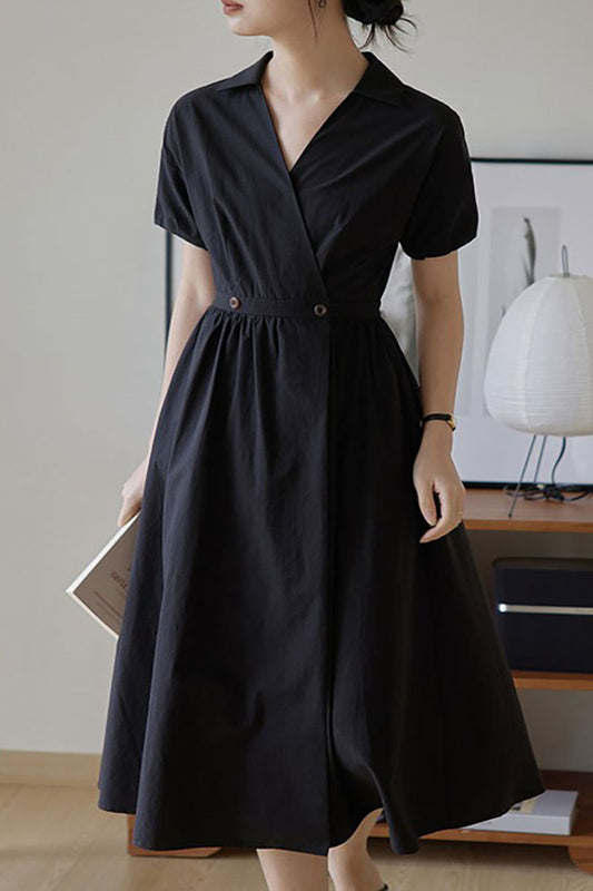 midi summer black wrap dress 4316