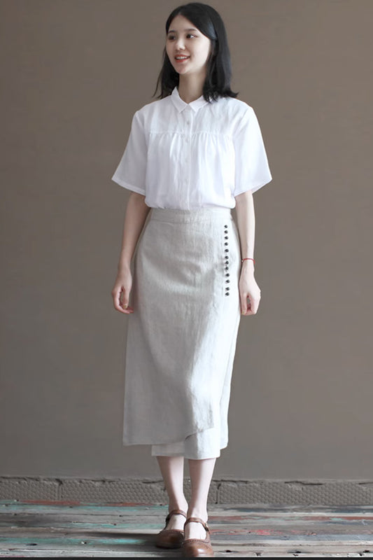 irregular a line skirt with elastic waist 4360