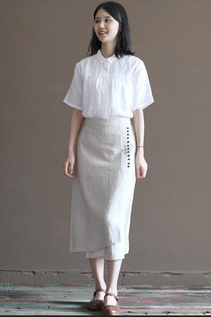 irregular a line skirt with elastic waist 4360