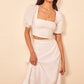 Summer white linen skirt with fitted waist 4337