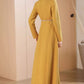 Yellow long winter wool dress women 4709