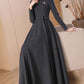Maxi dark gray long wool dress women 4791