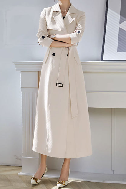 Spring maxi long trench coat women 4600