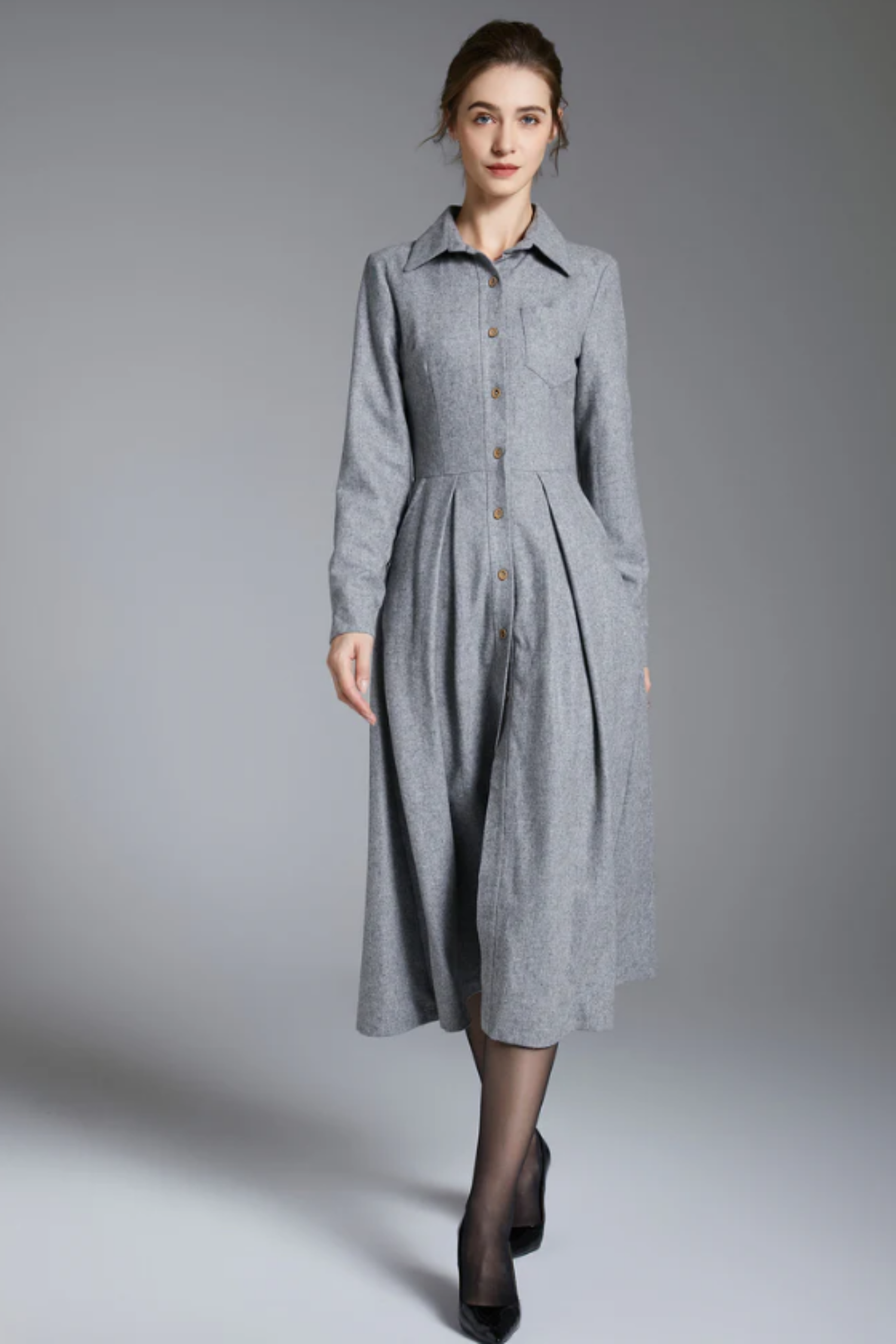 warm long sleeve maxi wool dress 3883-size XS # CK2202453 Xiaolizi warm long sleeve maxi wool dress 3883-size XS # CK2202453 Xiaolizi