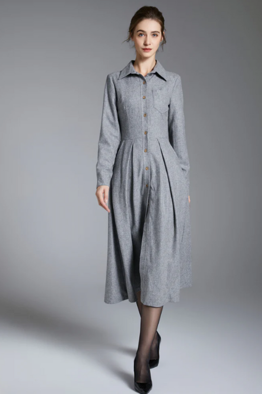 warm long sleeve maxi wool dress 3883-size XS # CK2202453