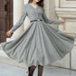 Gray midi wool dress for women 5304