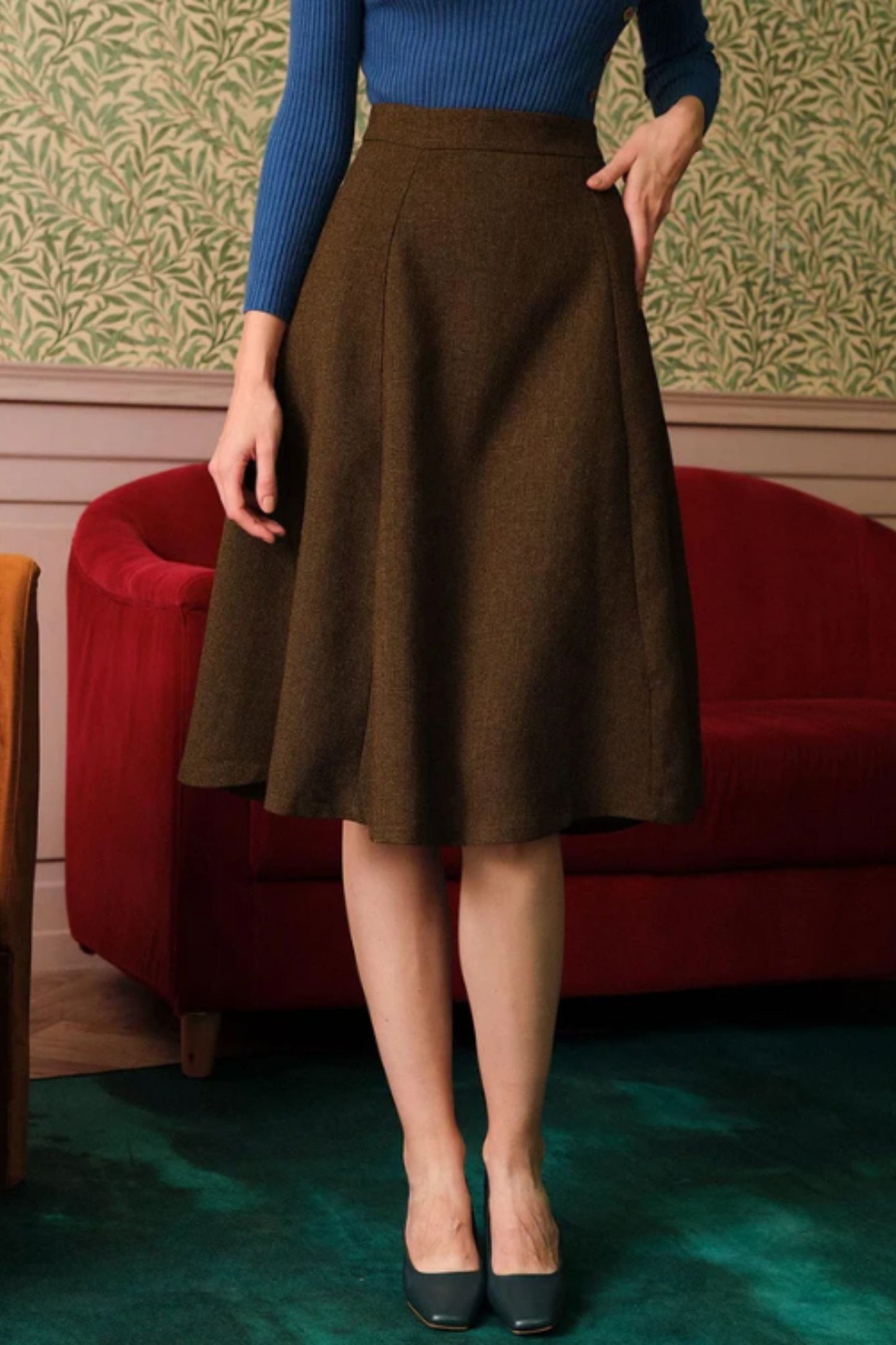 Brown womens winter wool skirt TT0197