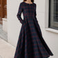 Tartan fit and flare wool maxi dress 5266