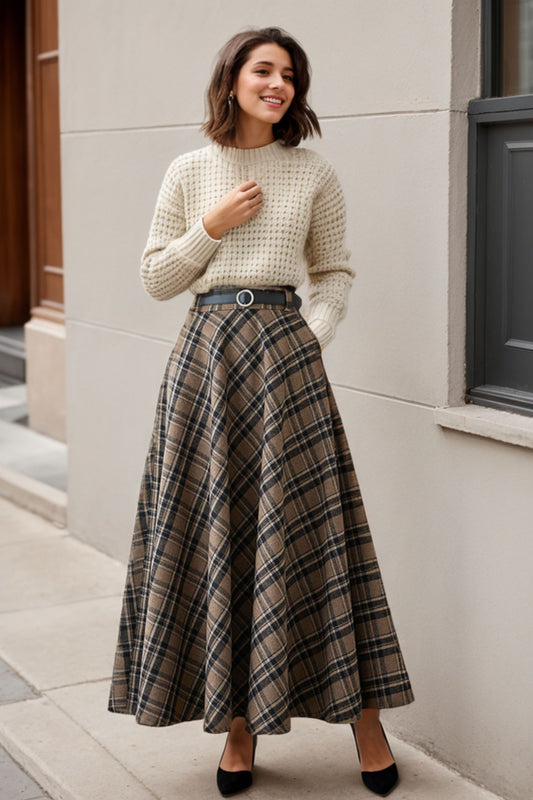 Retro Plaid Winter Autumn Skirt Women 5259