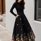 Black Maxi Embroidered Wool Skirt 5270