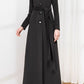 Black long winter buttoned coat 4592