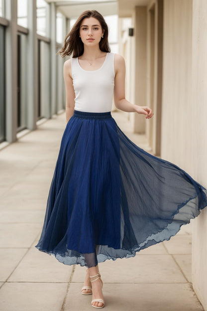 Summer Swing Circle chiffon Skirt for Women 5109