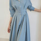 blue long sleeves spring shirt dress women 4858